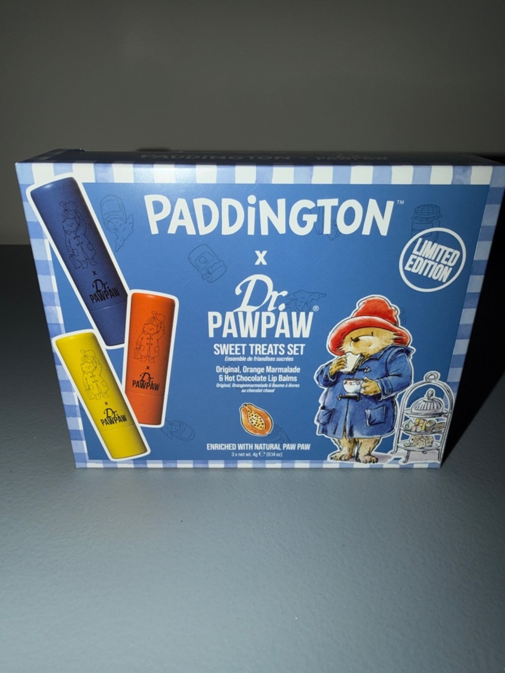 x Paddington Limited Edition Sweet Treats Lip Balm Set - Orange, Yellow, Blue
